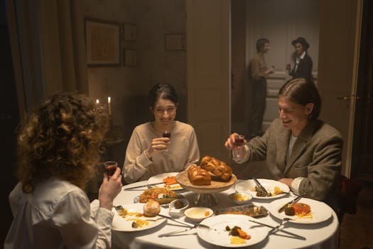 happy friends enjoying a meal together