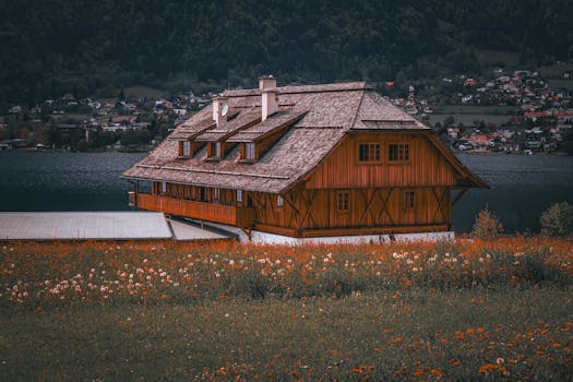 peaceful landscape with a serene lake