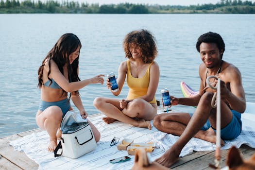 happy group of friends enjoying nature
