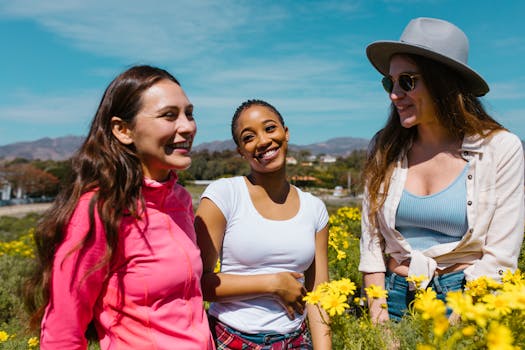 happy group of friends enjoying an outdoor adventure