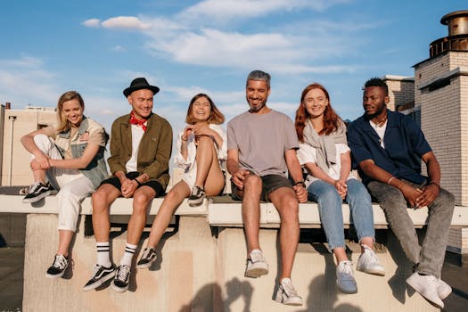 happy people laughing together