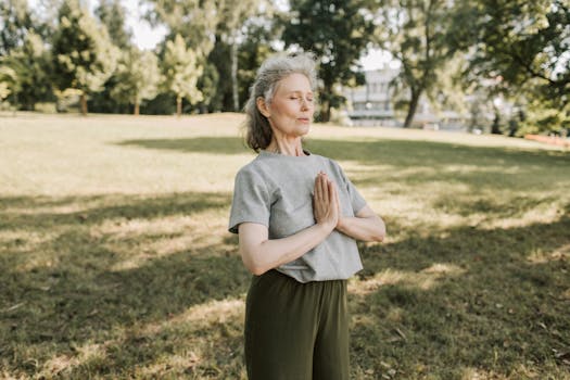 a person meditating in nature